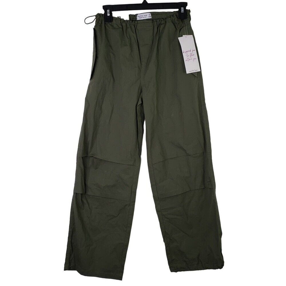 Vanilla Star Parachute Pant Sz XS Juniper Green Joggers Relaxed Utility Wide Leg